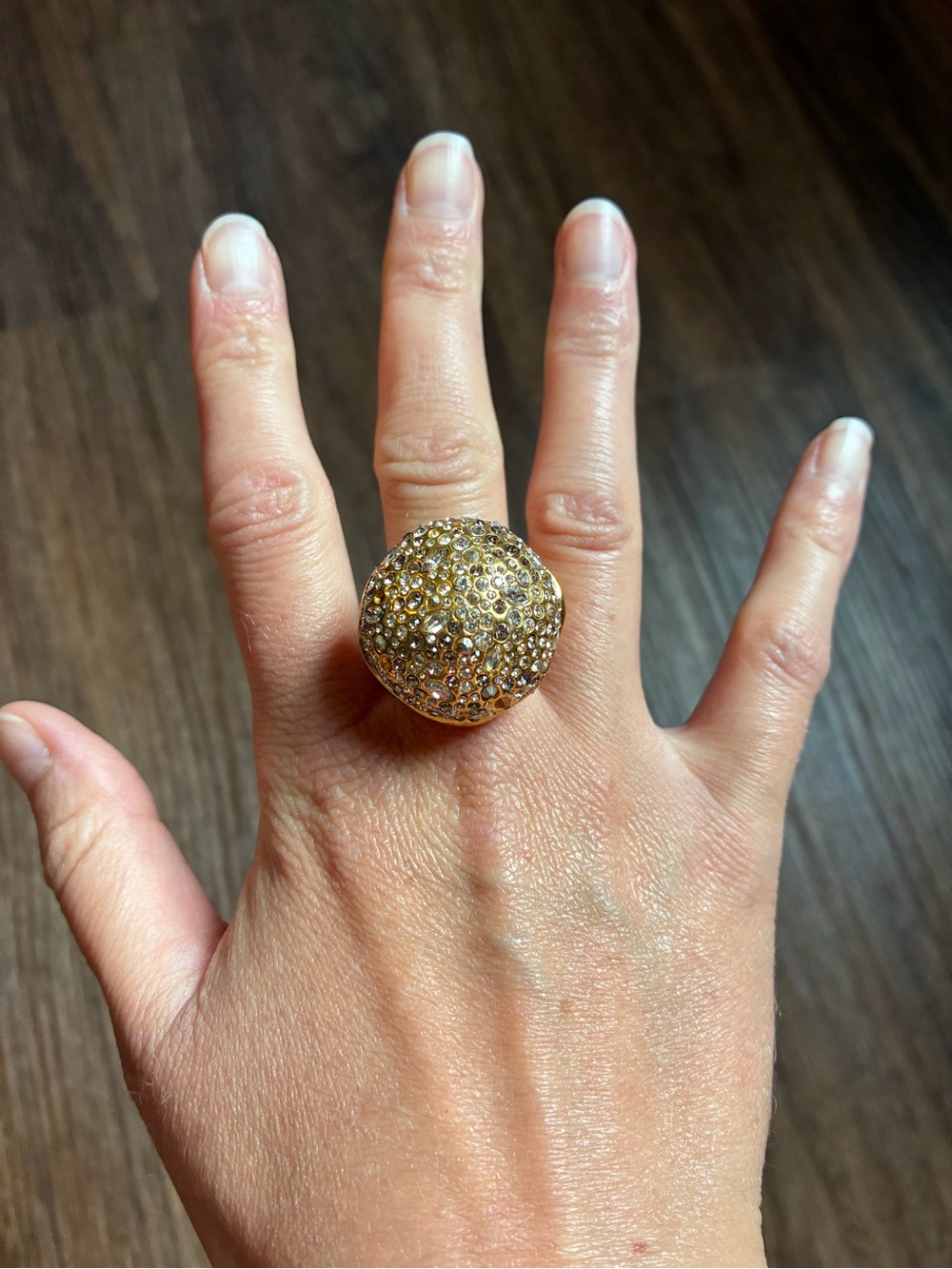 Alexis Bittar Gold Crystal Dome Cocktail Ring